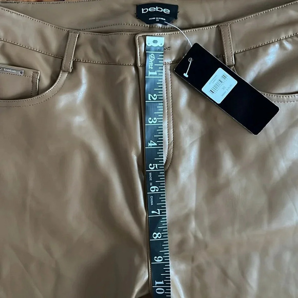 bebe Women's Faux Leather Pants in Classic Camel Color - NWT - Size 30 - Picture 7 of 11